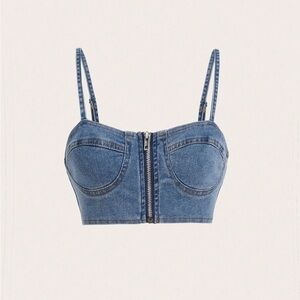SHEIN Blue Denim Crop Tank Top